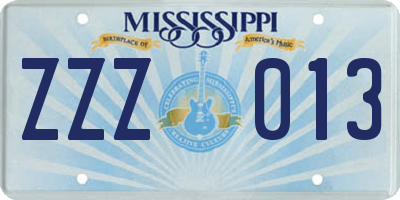 MS license plate ZZZ013