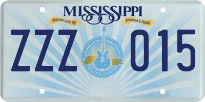 MS license plate ZZZ015