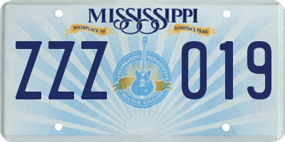 MS license plate ZZZ019