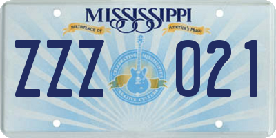 MS license plate ZZZ021