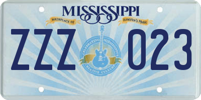 MS license plate ZZZ023