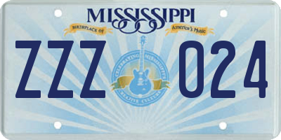 MS license plate ZZZ024