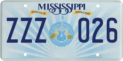 MS license plate ZZZ026