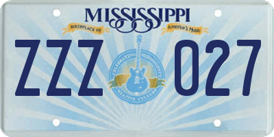 MS license plate ZZZ027