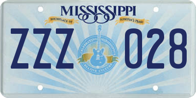 MS license plate ZZZ028