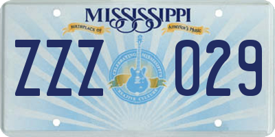 MS license plate ZZZ029