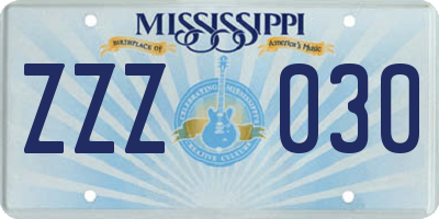 MS license plate ZZZ030