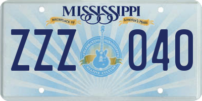 MS license plate ZZZ040