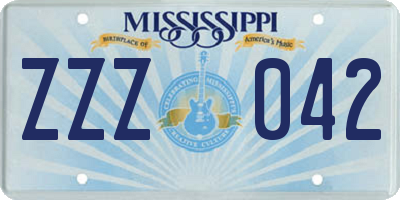 MS license plate ZZZ042