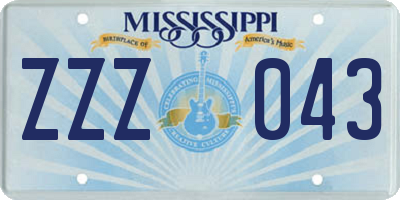 MS license plate ZZZ043