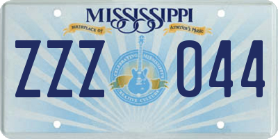 MS license plate ZZZ044