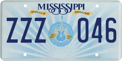 MS license plate ZZZ046