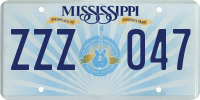 MS license plate ZZZ047