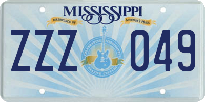 MS license plate ZZZ049