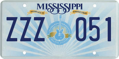 MS license plate ZZZ051