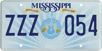 MS license plate ZZZ054