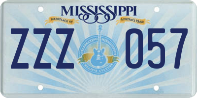 MS license plate ZZZ057