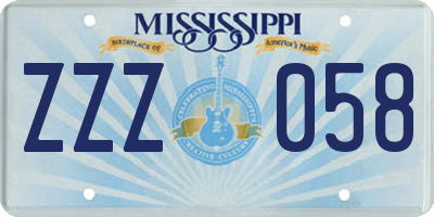 MS license plate ZZZ058