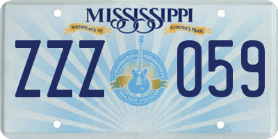 MS license plate ZZZ059