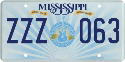 MS license plate ZZZ063