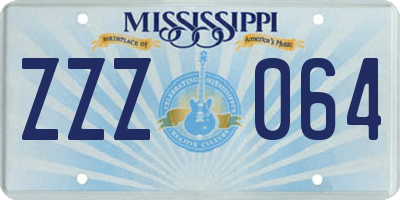 MS license plate ZZZ064