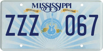 MS license plate ZZZ067