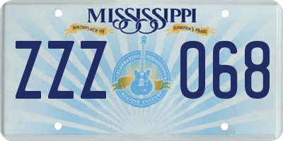 MS license plate ZZZ068