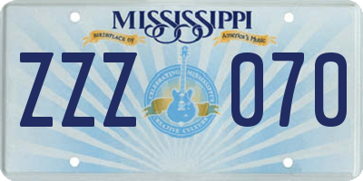 MS license plate ZZZ070