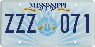 MS license plate ZZZ071