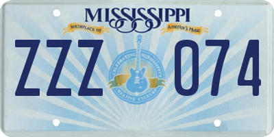 MS license plate ZZZ074