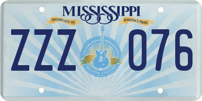 MS license plate ZZZ076