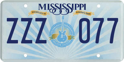 MS license plate ZZZ077