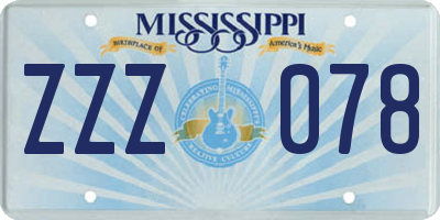 MS license plate ZZZ078