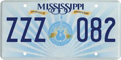 MS license plate ZZZ082