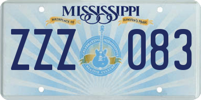 MS license plate ZZZ083