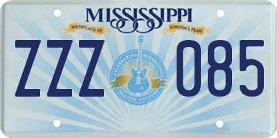 MS license plate ZZZ085