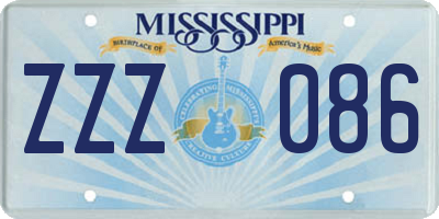 MS license plate ZZZ086