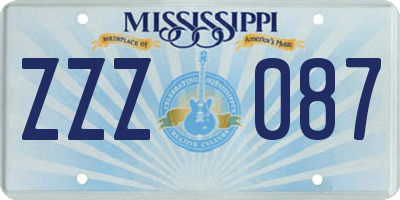 MS license plate ZZZ087