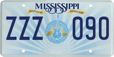 MS license plate ZZZ090