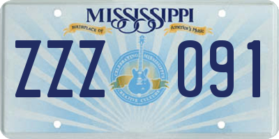 MS license plate ZZZ091