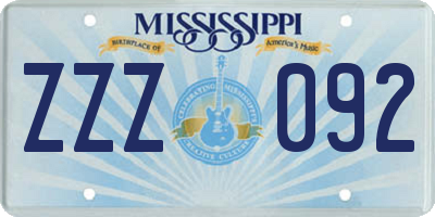 MS license plate ZZZ092