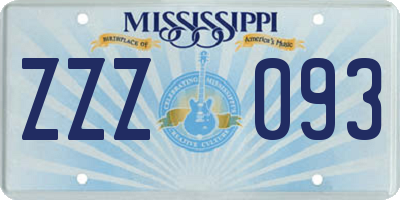 MS license plate ZZZ093