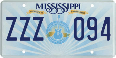MS license plate ZZZ094