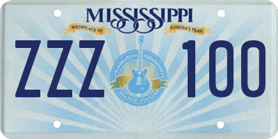 MS license plate ZZZ100