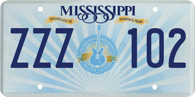 MS license plate ZZZ102