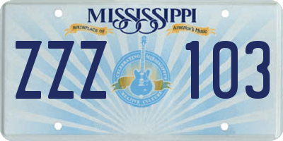 MS license plate ZZZ103