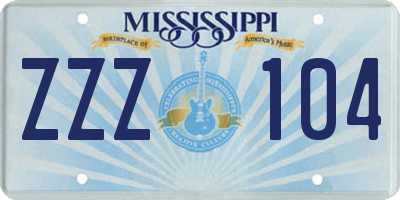 MS license plate ZZZ104