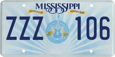 MS license plate ZZZ106