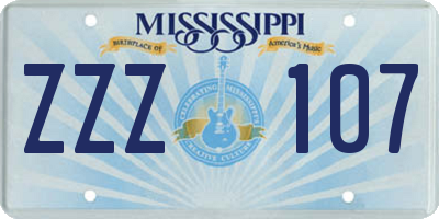 MS license plate ZZZ107