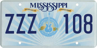 MS license plate ZZZ108